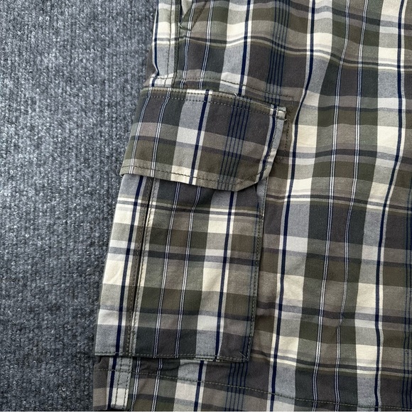LL‎ Bean Shorts Mens 40 Plaid 9" Cargo Y2K Outdoor Casual Beach Green Blue Beige - Picture 3 of 12